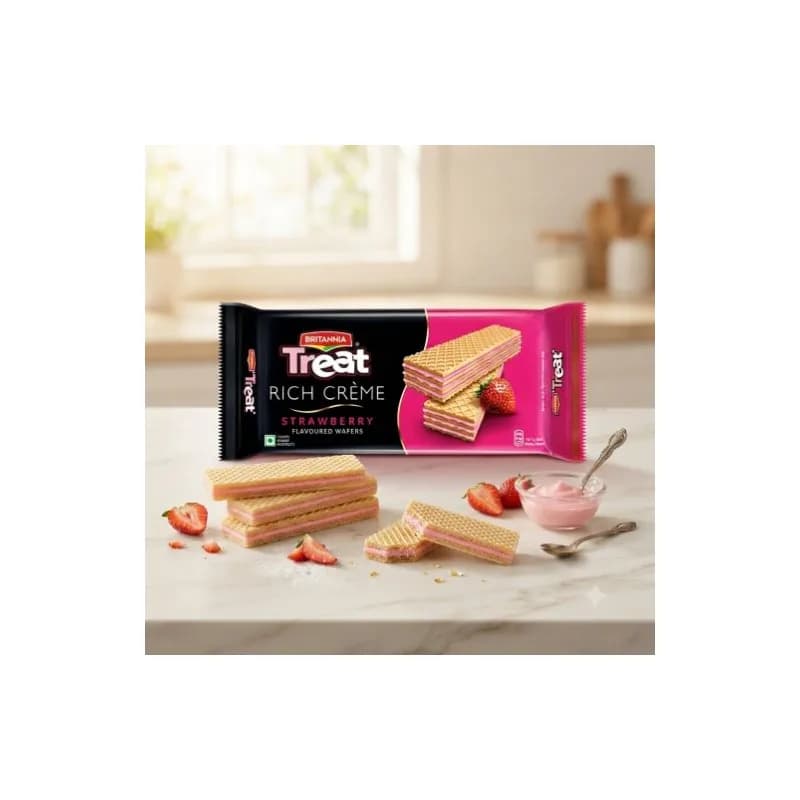 Treat Strawberry Creme Wafers ( Britannia ) 75g